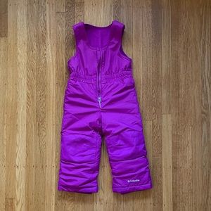 Bright purple pink (fuchsia) toddler snow bib overalls